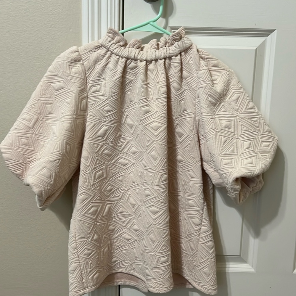 THML Cream Textured Puff-Sleeve Blouse